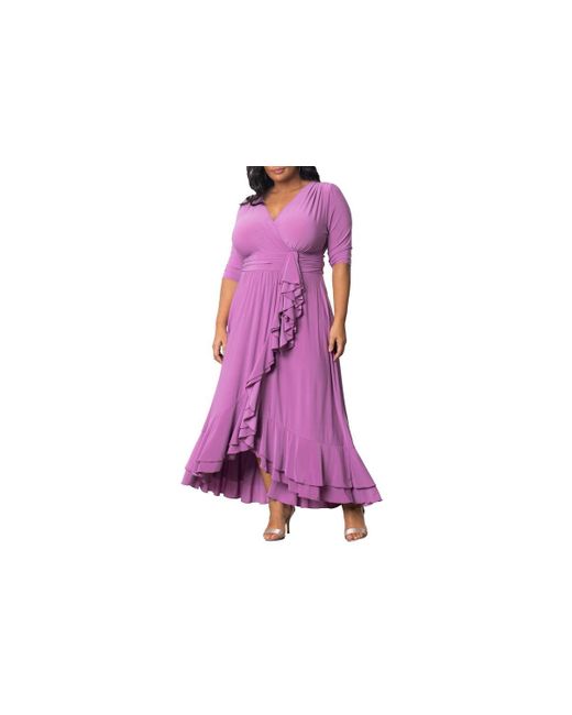 Kiyonna Purple Plus Size Veronica Ruffled Evening Gown