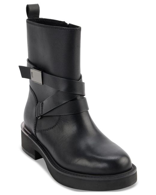 DKNY Black Taeta Strappy Zip Boots
