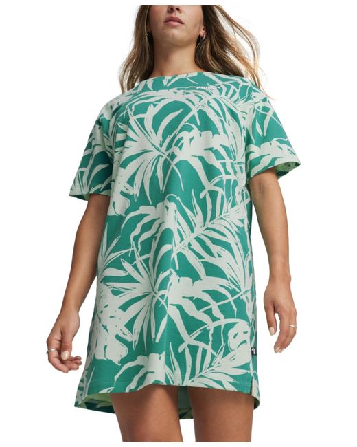 PUMA Blue Essential Palm Resort Short-sleeve T-shirt Dress
