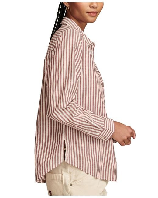 Lucky Brand Pink Cotton The Boyfriend Button-down Shirt