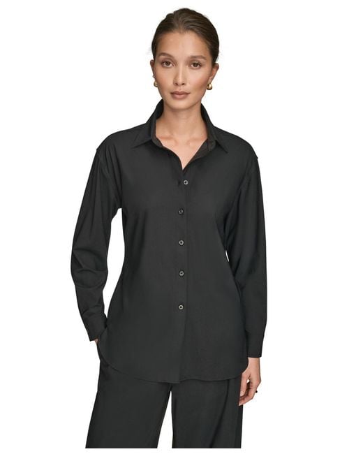 Donna Karan Weekend Black Button-down Shirt