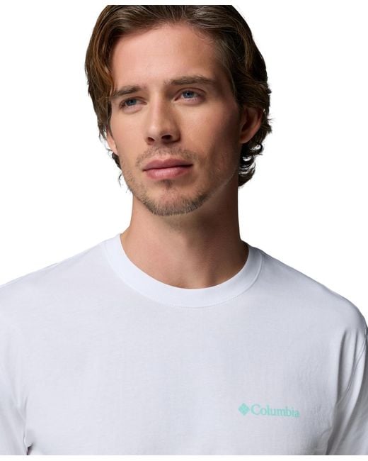 Columbia White Fundamental Graphic Long-sleeve T-shirt for men