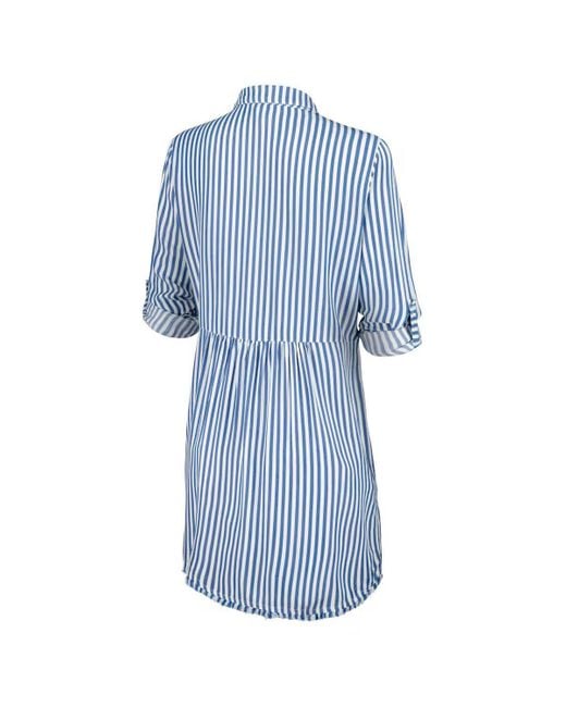 Tommy Bahama White/blue Los Angeles Dodgers Chambray Stripe Button-up Dress