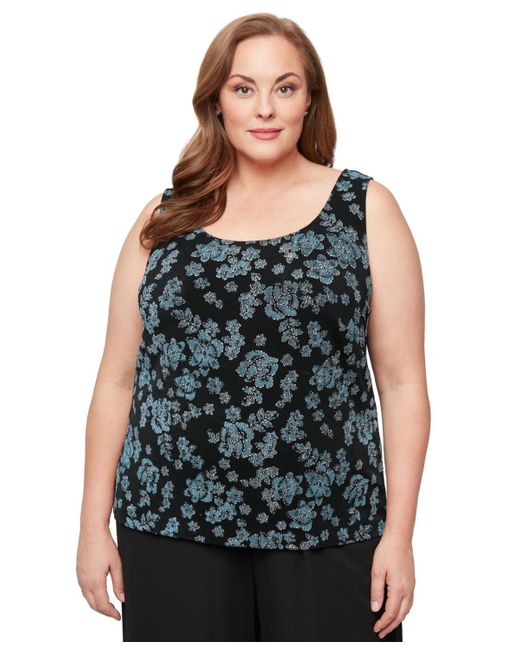 Alex Evenings Green Plus Size Glitter-knit Tank Top & Jacket