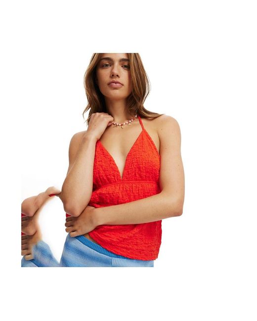 Cotton On Red Heidi Tie Front Halter