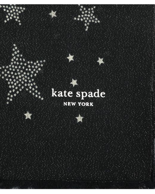 Kate Spade Black Starlight Sparkle Wool Oblong Scarf