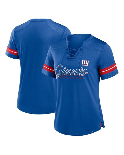 Fanatics Blue New York Giants Play Script Lace-up T-shirt