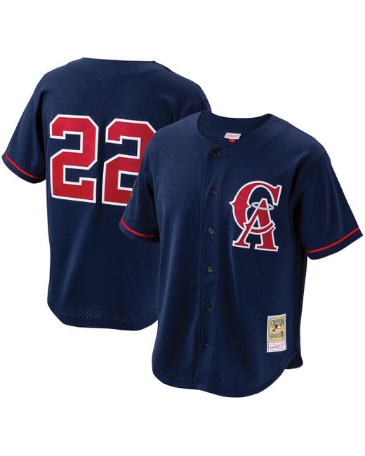 Mitchell & Ness Blue Bo Jackson California Angels Cooperstown Collection Mesh Batting Practice Button-up Jersey for men