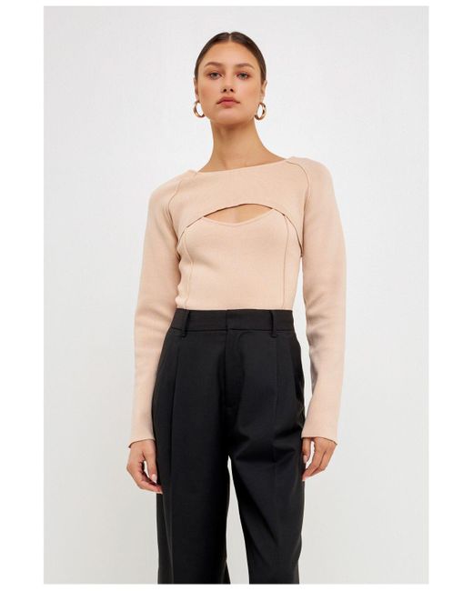Endless Rose Cropped 2 Piece Set Sweater in Natural | Lyst