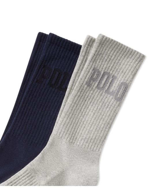 Polo Ralph Lauren Blue 2-pk. Tonal Logo Crew Socks for men