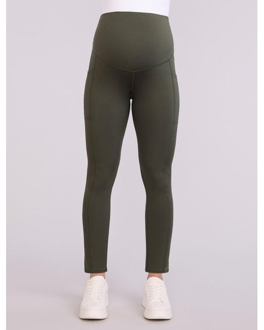 Motherhood Maternity Gray Over The Belly Side Pocket Active Maternity leggings