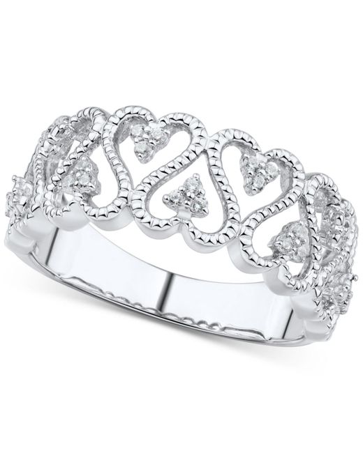 Macy's Metallic Diamond Openwork Heart Ring (1/10 Ct. T.w.