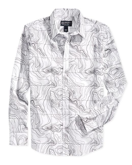 American Rag White Men's Topographical-map-print Long-sleeve Shirt, Only At Macy's for men