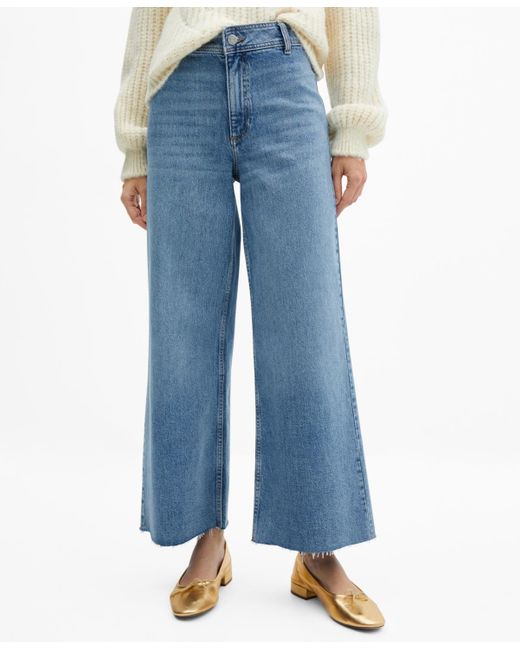 Mango Blue High Waist Culotte Jeans