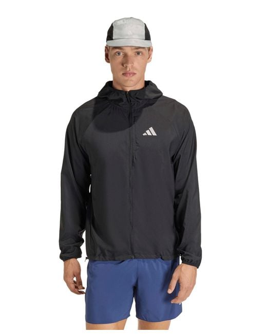 Adidas Black Hooded Running Jacket for men