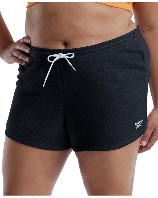Reebok Black Plus Size Active Identity French Terry Pull-on Shorts