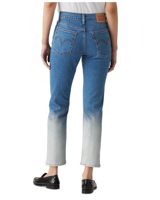 Levi's Blue Wedgie Straight-leg High Rise Cropped Jeans