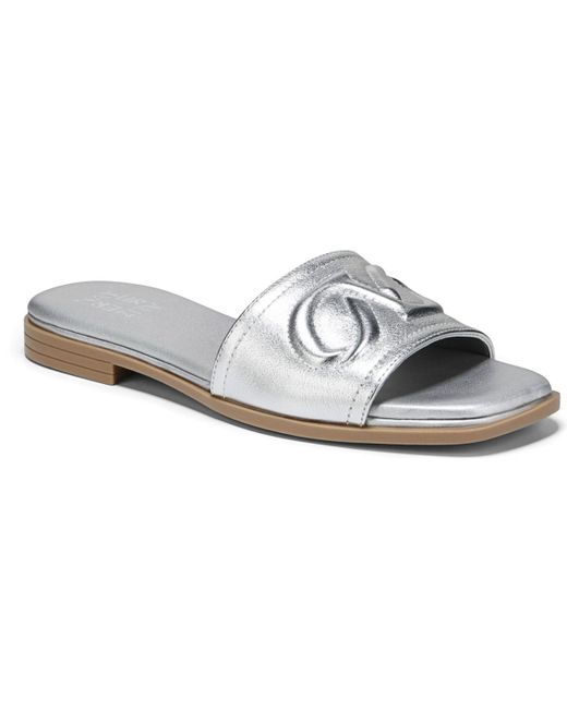 Naturalizer White Genevieve Open Square Toe Slide Sandals