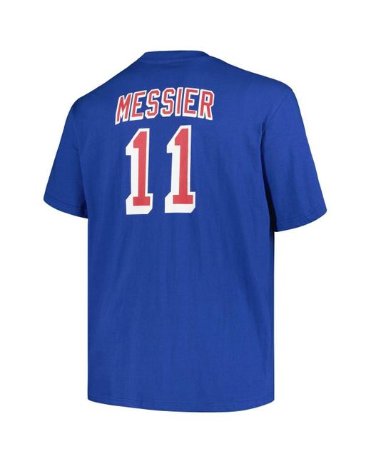 Mitchell & Ness Blue Profile Mark Messier New York Rangers Big Tall Captain Patch Name Number T-shirt for men
