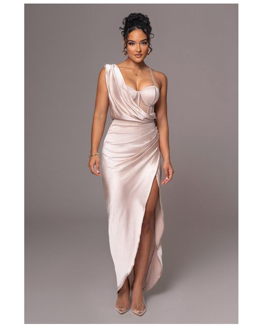 JLUXLABEL Women's Gray Anastacia Drape Maxi Dress