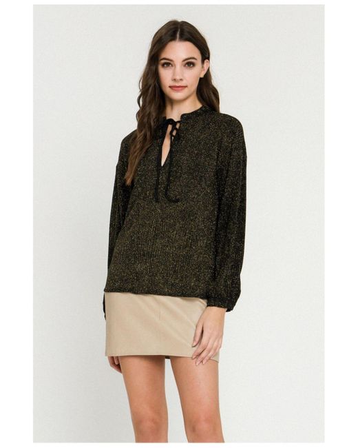 Endless Rose Metallic Knit Top in Black Lyst