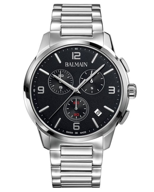 Balmain Gray Swiss Chronograph Madrigal Stainless Steel Bracelet Watch 42mm for men