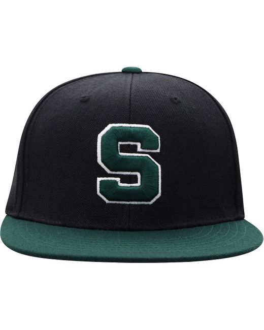 Top Of The World Black And Green Michigan State Spartans Team Color Two-tone Fitted Hat for men