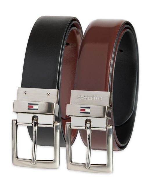 Tommy Hilfiger Brown Two-in-one Reversible Leather Dress Belt for men