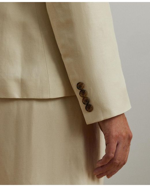 Ralph Lauren Natural Plus Size Linen-blend Twill Blazer