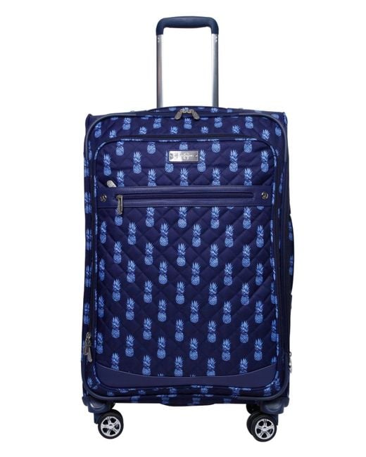 Jessica Simpson Blue 25" Quilted Pineapple Softside Spinner Suitcase