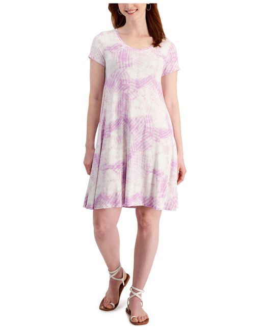 Style & Co. Synthetic Tie-dyed Print Flip-flop Dress, Created For Macy's in Pink | Lyst