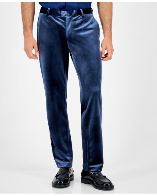 INC International Concepts Blue Alec Slim-fit Velvet Pants for men