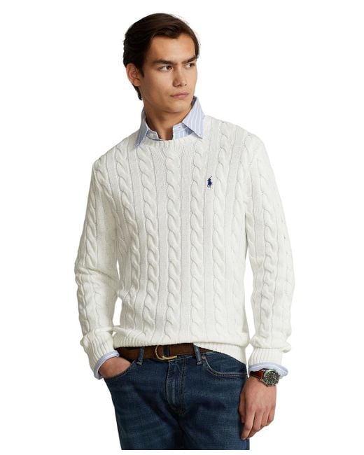 Polo Ralph Lauren White Cable-knit Cotton Sweater for men