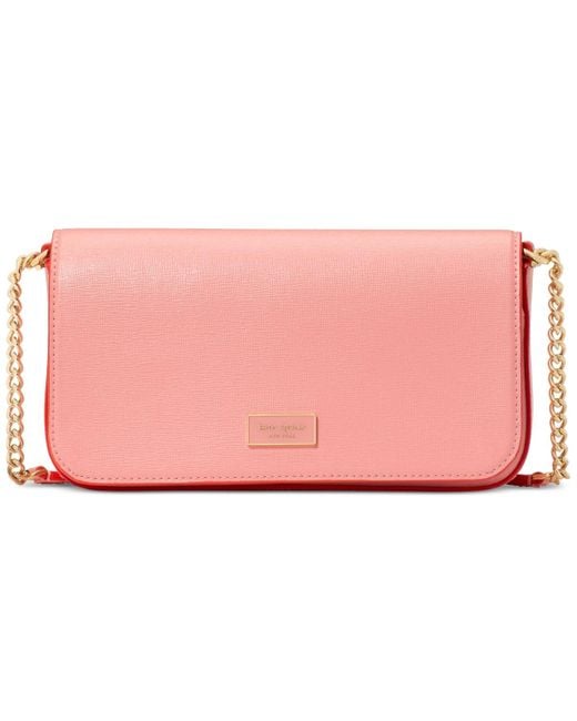 Kate Spade Pink Serena Pop Trim Chain Leather Wallet