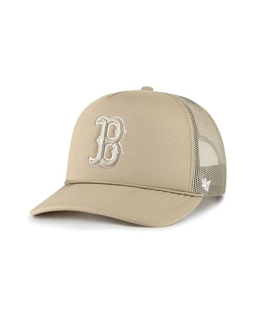 47 Brand Natural Khaki Boston Red Sox Foamo Trucker Snapback Hat for men