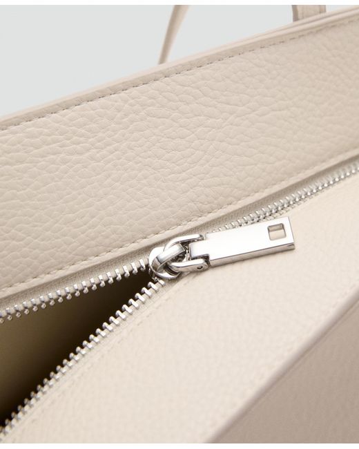 Mango White Double Handle Shopper Bag