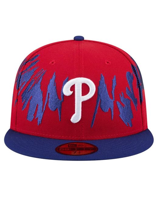 KTZ Red/royal Philadelphia Phillies Retro Pattern 59fifty Fitted Hat for men