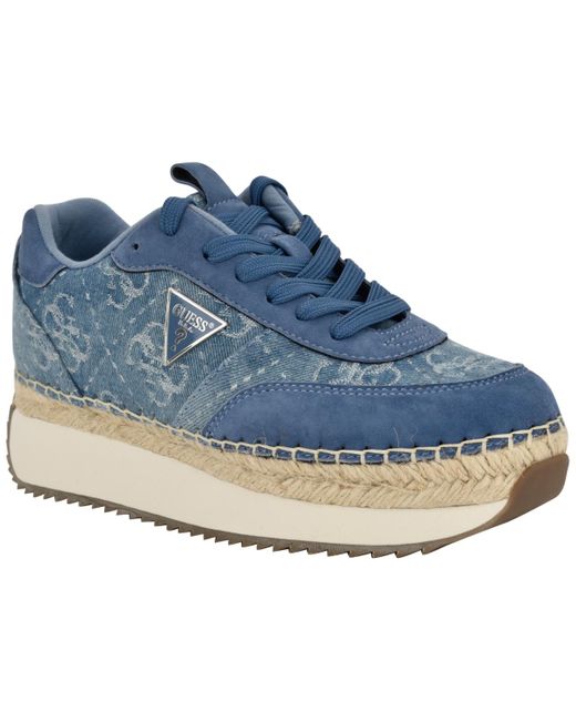 Guess Blue Stefen Lace-up Platform Espadrille Sneakers