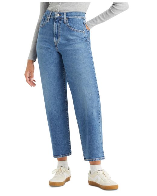 Levi's Blue High-rise Wide-leg Ripped Jeans