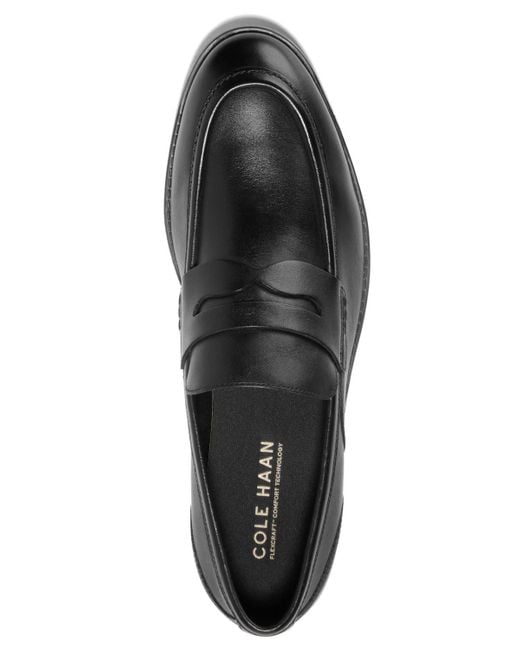 Cole Haan Black Newmark Grand Penny Round Toe Loafers for men