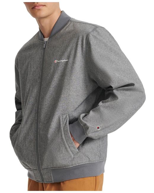 Champion Gray Logo Varsity Bomber Jacket for men