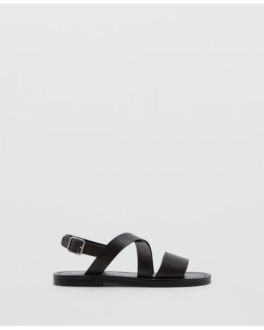 Mango Crossed Straps Leather Sandals in Black for Men | Lyst