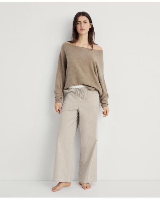 Mango Natural Elastic Detail Striped Pajama Pants