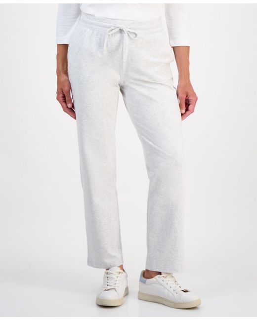 Style & Co. White Petite Mid-rise Drawstring Pants