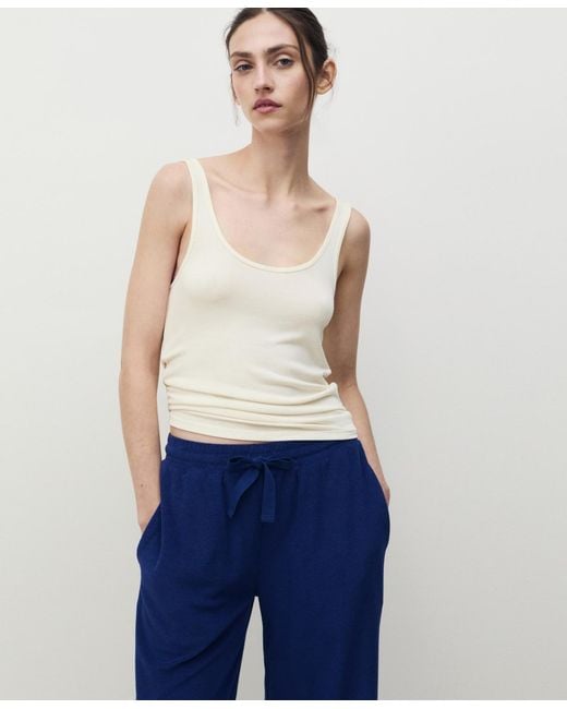 Mango Blue Terry Cotton Pants