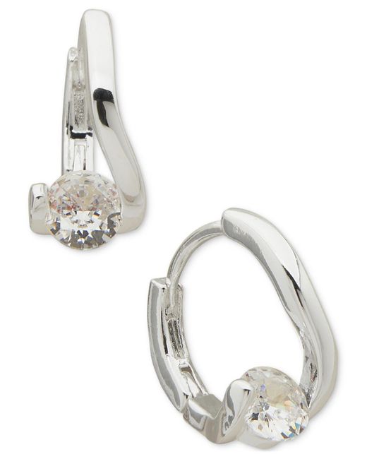 Anne Klein Metallic Silver-tone Small huggie Hoop Earrings