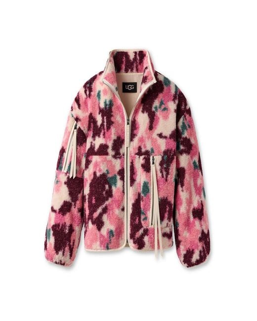 Ugg Red Full-zip Plush Fleece Jacket