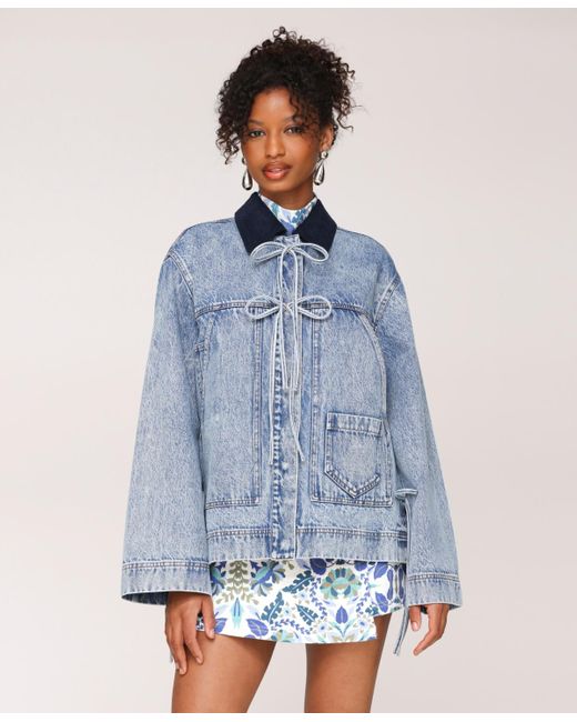 Avec Les Filles Blue Oversized Patch Pocket Chore Jacket