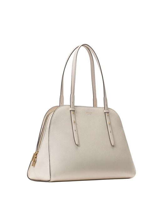 Kate Spade Natural Do It All Pebbled Leather Maise Carryall Tote Bag