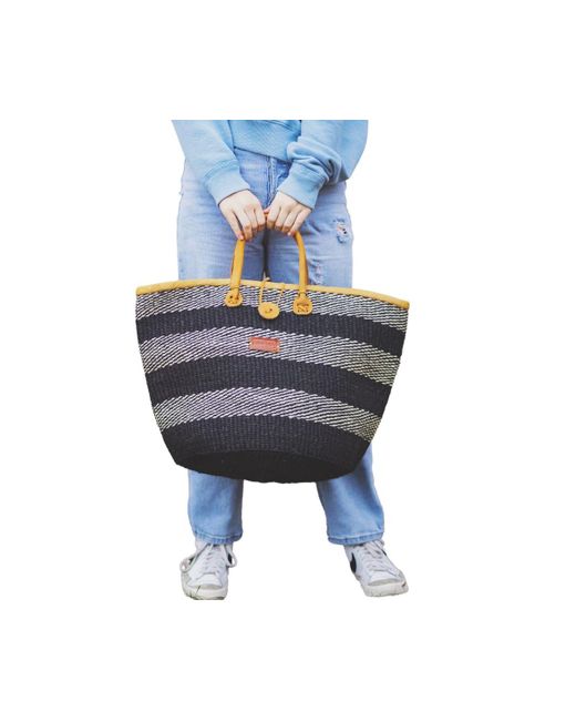 Sawa Sawa Black Balance Flow Handmade Sisal Straw Basket Tote